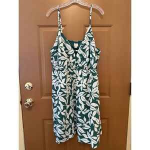 Women's A New Day Green & Cream Leaf Sleeveless Dress Size XXL NWT